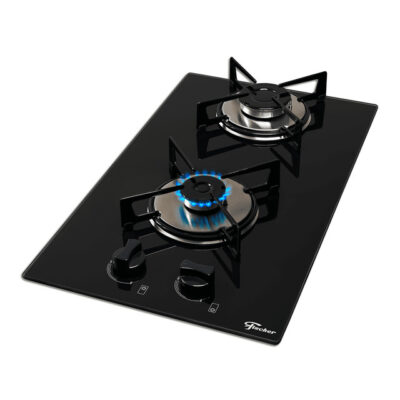 Cooktop a Gás Fischer 2 Bocas Loft com Supervisor de Chama Mesa Vidro Bivolt