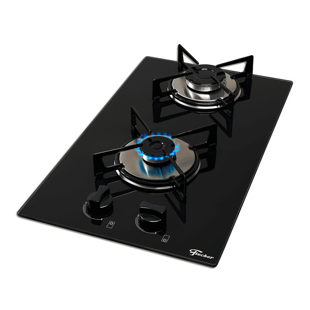 8853914b207eefbb8d1d2d69a293fe9f.jpg Cooktop a Gás Fischer 2 Bocas Loft com Supervisor de Chama Mesa Vidro Bivolt - Imagem 1