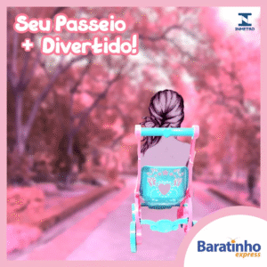 Carrinho De Bonecas Infantil Rosa Passeio Menina 60cm - Imagem 4