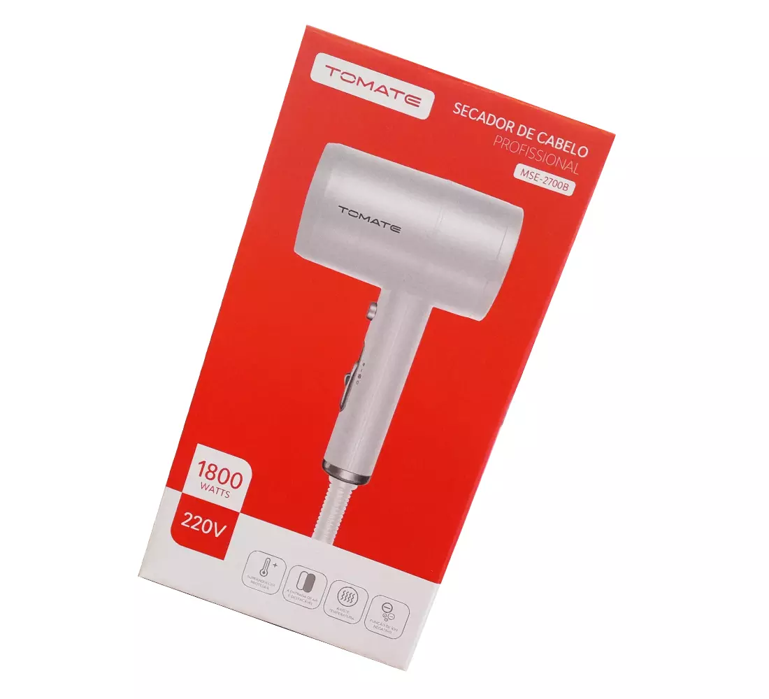 8dfc8cf1fb66ad7e2f46c5f241755baa.png Secador De Cabelo Profissional 1800W Tomate MSE-2700B 220v - Imagem 1