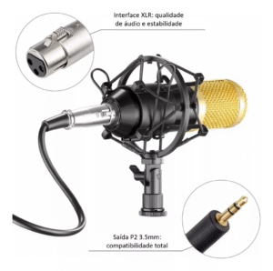 Kit Microfone Condensador Studio Gravação YouTuber Gamers LE-914 Completo - Imagem 4