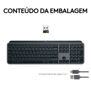 Teclado Sem Fio Logitech MX Keys S, Com Iluminação Inteligente, Bluetooth ou USB, Logi Bolt e Bateria Recarregável, Graf - Imagem 3