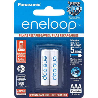 Pilha Recarregável AAA 1,2V 800mAh Eneloop BK-4MCCE/2BB PANASONIC