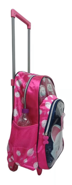 Mochila Escolar Infantil Com Rodinhas Tsum Tsum Marie Pink - Imagem 4