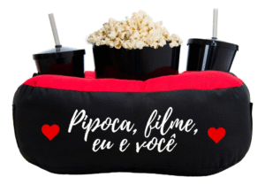 Almofada Porta Pipoca Bicolor Filme, Eu e Voce Cor:Preto