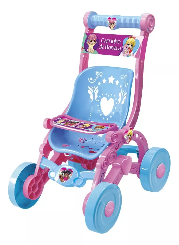 a6e8db77182b03442121e8bdc83b0359.png Carrinho De Bonecas Infantil Rosa Passeio Menina 60cm - Imagem 1