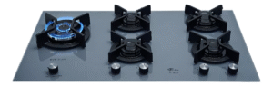 Cooktop a Gás Fischer 5 Bocas Tripla Chama Infinity Duo com Trempe de ferro fundido Mesa Vidro Bivolt