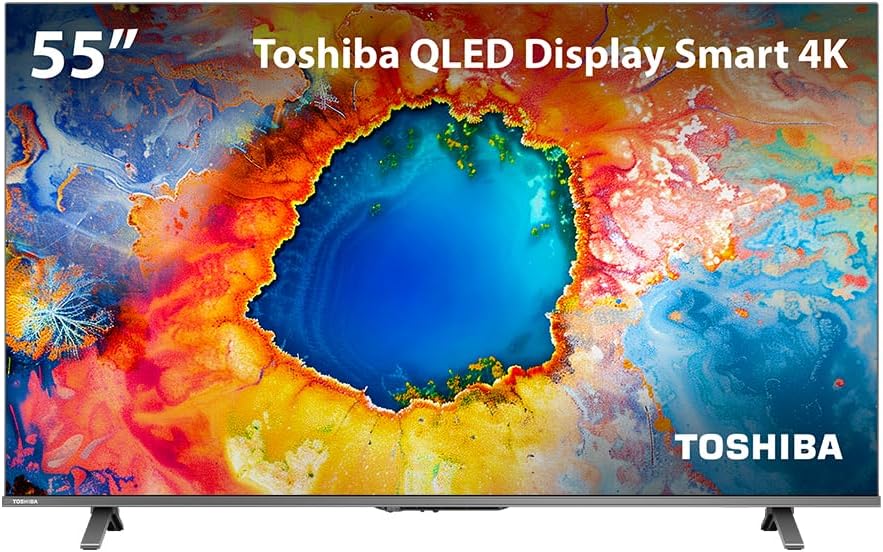 a9e873c451ec81d6a8add2eea78f4f1a.jpg Smart TV QLED 55" 4K Toshiba 55C450NS Google TV 3 HDMI 2 USB Wi-Fi - TB035M - Imagem 1
