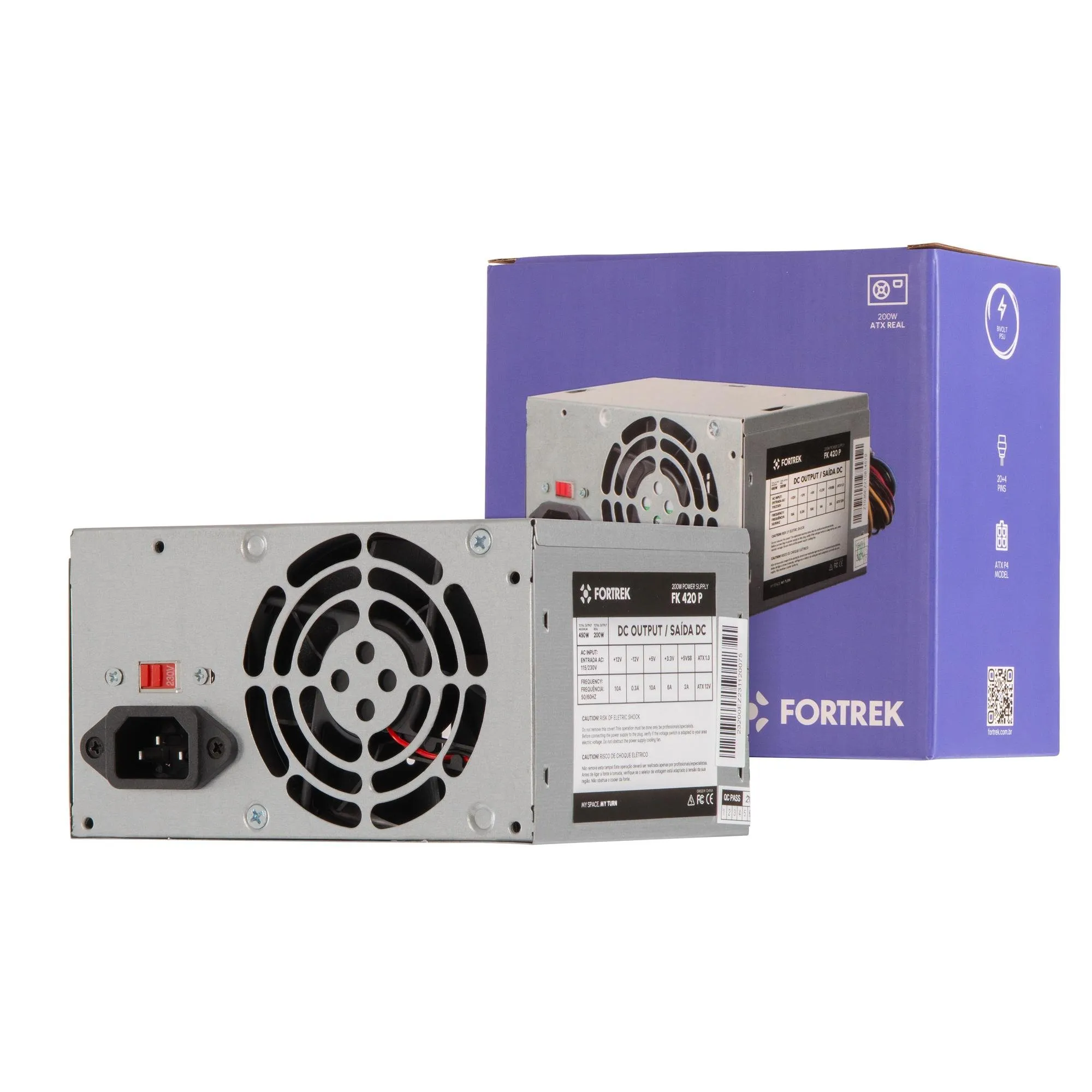 aacf1b18389b5ea176533b862fffead6.webp Fonte ATX Fortrek PWS-2003 200W 20+4P FK420P - Imagem 1