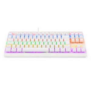 Teclado Mecânico Gamer Redragon Dark Avanger, K568W-R, Rainbow, Switch Blue, ABNT2, Branco Lunar White (PT-BLUE)
