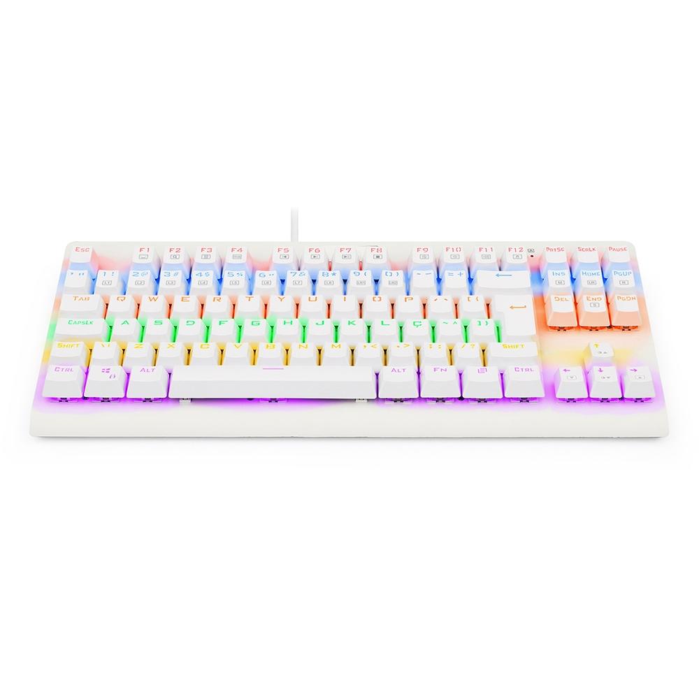 adaeba1611a8c9c30c52af2f86f94448.jpg Teclado Mecânico Gamer Redragon Dark Avanger, K568W-R, Rainbow, Switch Blue, ABNT2, Branco Lunar White (PT-BLUE) - Imagem 1