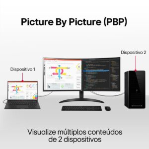 Monitor LG UltraWide Curvo - Tela VA de 34”, WQHD 3440 x 1440, 21:9, sRGB 99%, HDR10, PBP, OnScreen Control, Modo Leitur - Imagem 6