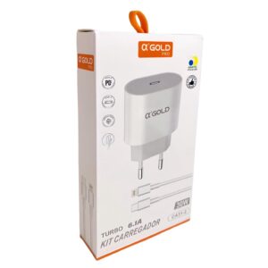 Fonte Carregador Completo Tipo C Para Lightning Turbo 30W A'Gold CA31-2 (iphone) - Imagem 3
