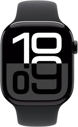 Apple Watch Series 10 GPS Caixa Preta Brilhante de Alumínio 42mm Pulseira Esportiva Preta P/M