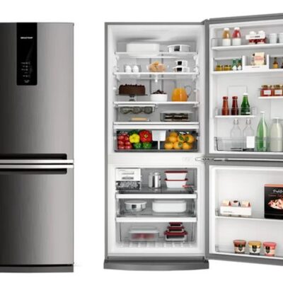Geladeira Brastemp Frost Free Inverse com Turbo Ice, Inox, 443L - BRE57AK 220V