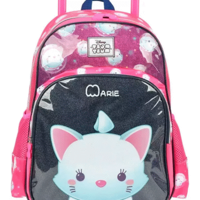 Mochila Escolar Infantil Com Rodinhas Tsum Tsum Marie Pink