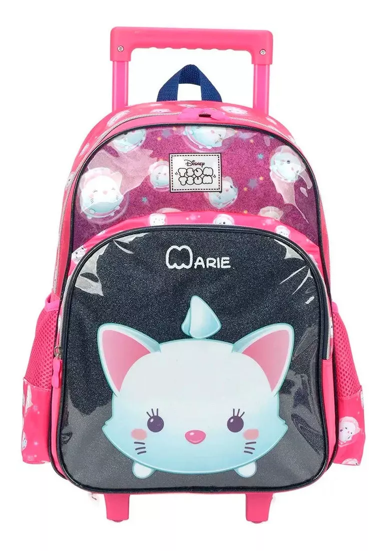 b8d633edb84375124a7207d4d1010713.png Mochila Escolar Infantil Com Rodinhas Tsum Tsum Marie Pink - Imagem 1
