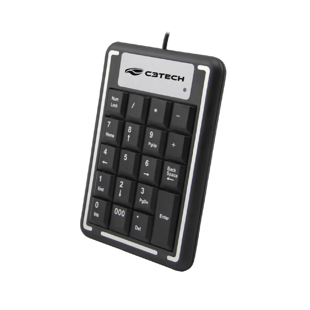 b9a2bd6eaef8857fe9421054d7fc8c00.jpg Teclado Númerico C3Plus, USB, Preto - KN-11BK - Imagem 1
