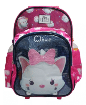 Mochila Escolar Infantil Com Rodinhas Tsum Tsum Marie Pink - Imagem 2