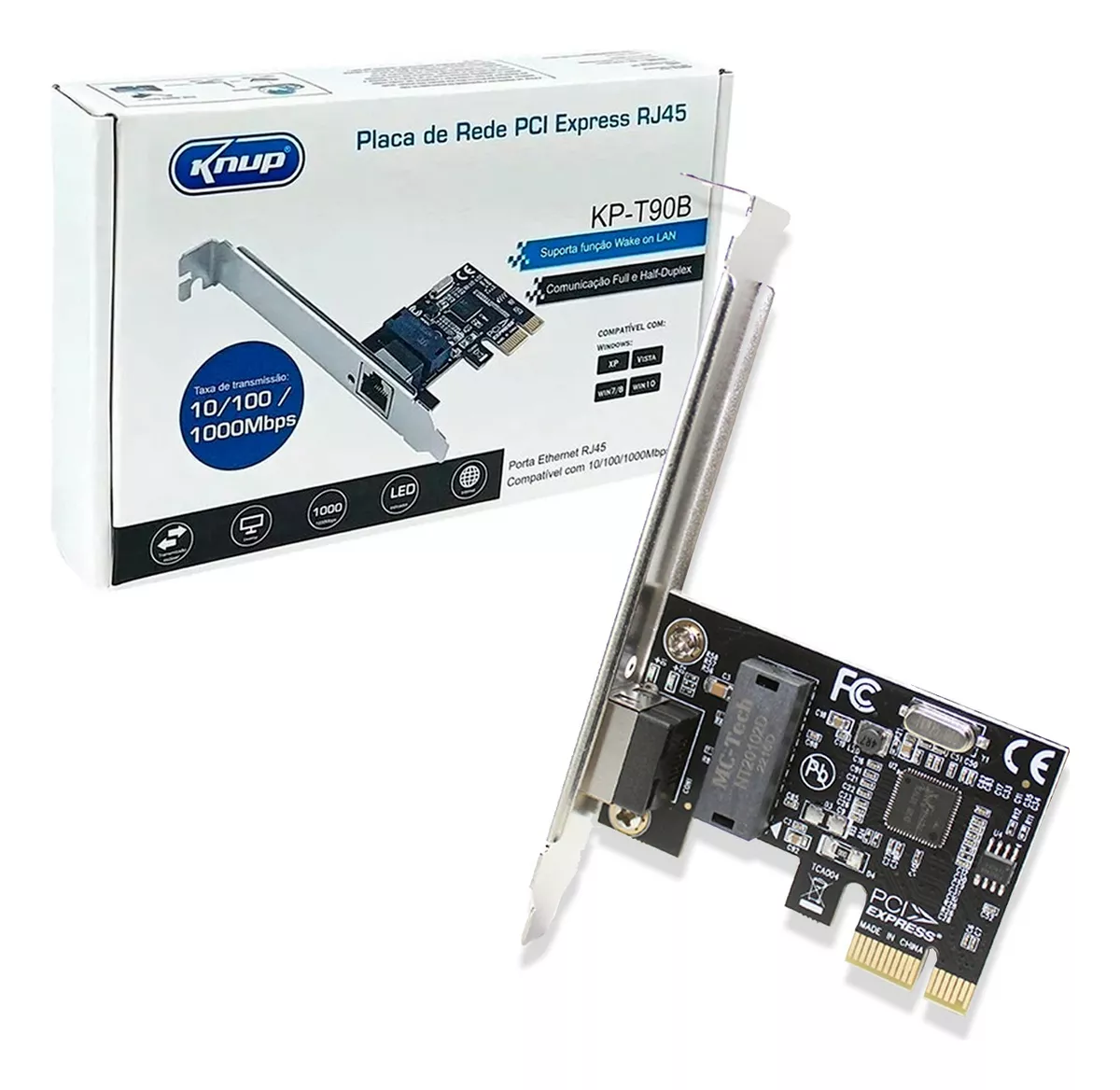 c029e009b3dfe4223a36c9d0d93db10e.png Placa De Rede Pci-express Pcie X1 10/100/1000 Mb/s Rj45 KP-T90B - Imagem 1