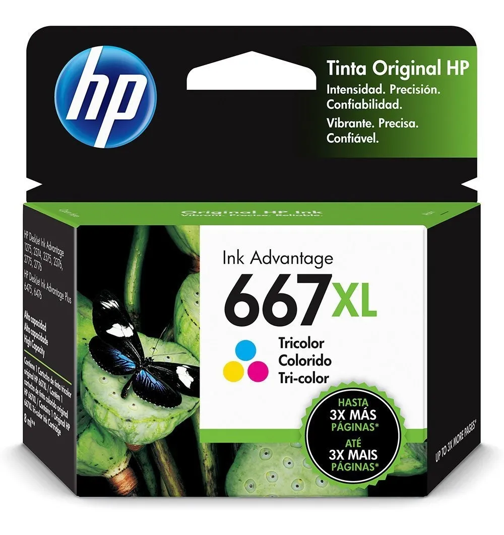 c27eb73af4a28d3cb7e31b1284f53b41.png Cartucho De Tinta Hp 667xl Color - 3ym80al - Imagem 1