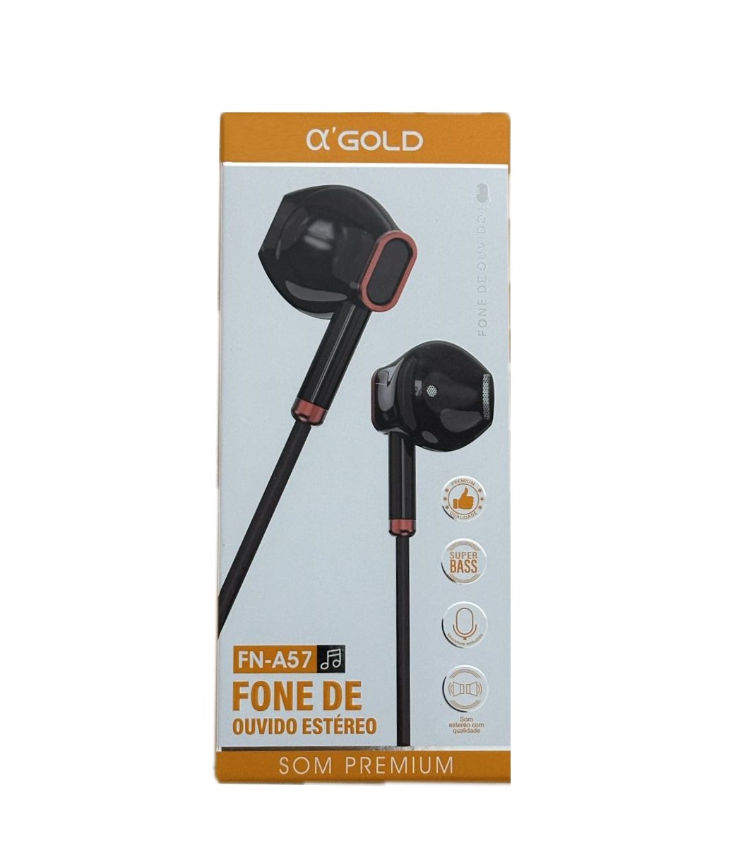 c5aed4cc2068fcdd1e9fc367484c7bb2.jpg Fone De Ouvido Com Microfone FN-A57 Intra-auricular A' Gold - Imagem 1