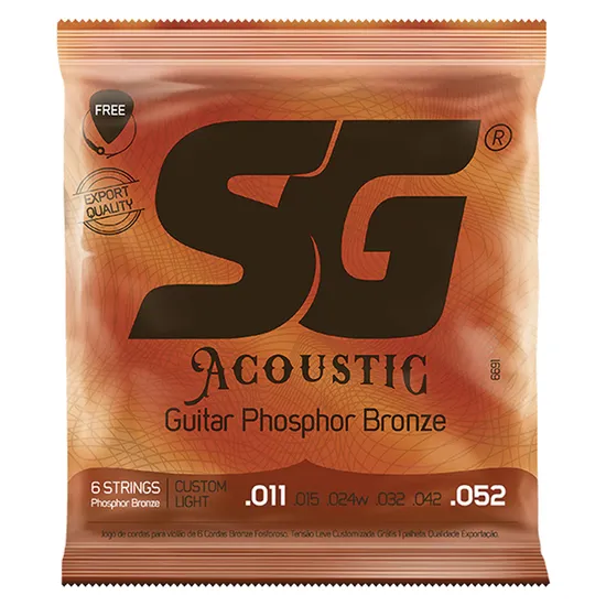 c6c357d81ac42f30c88b649337b3cc9e.webp Encordoamento para Violão em Aço .011 Custom Light Phosphor Bronze SG - Imagem 1