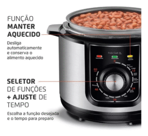 Panela De Pressão Elétrica Pratic Cook Premium PE-48-5L-I 5 L Cor Preto Mondial 220v - Imagem 3