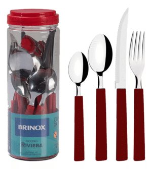 Faqueiro Riviera Em Aço Inox Vermelho 24 Pcs Brinox