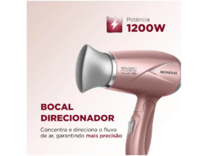Secador de Cabelo Mondial Tourmaline Ion Golden - Rose 1200W 2 Velocidades Travel SC-47-GR - Imagem 2