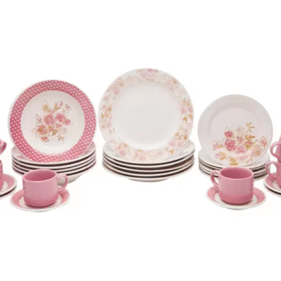 Aparelho de Jantar Chá 30 Peças Biona - Cerâmica Redondo Rosa Donna AE30-5160