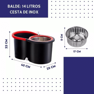 Mop Giratorio Com Cesto Em Inox C/2 Refil E Para Sabao -nybc - Imagem 5