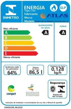 Fogão Atlas 5 Bocas Mônaco Top Glass Branco Com Acendimento Automático - Imagem 8