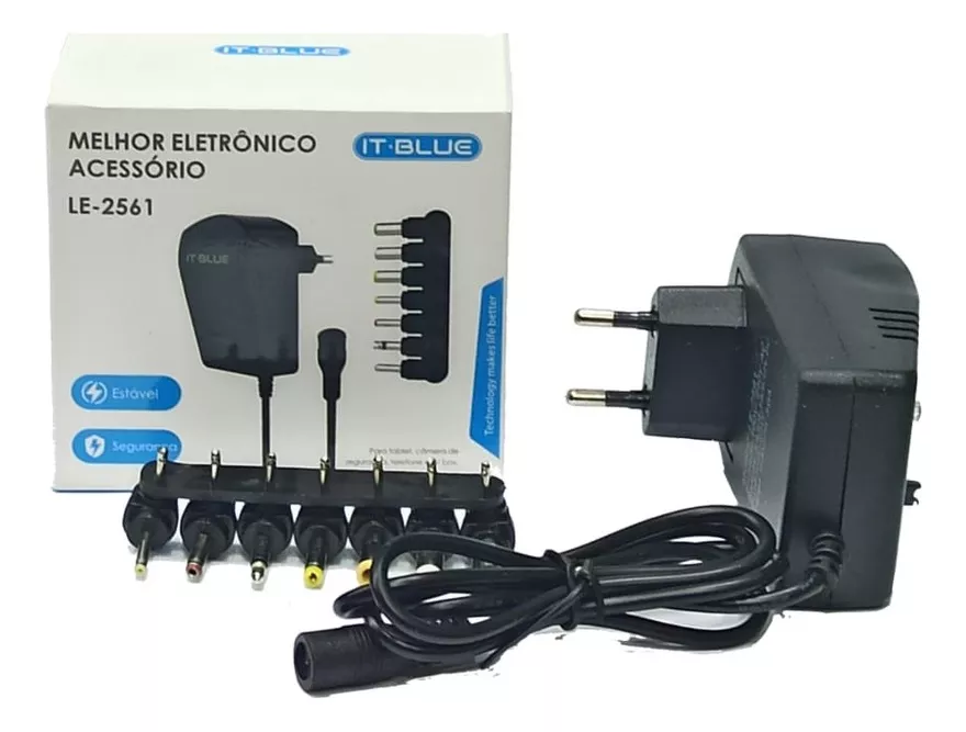 d5d392a69ca256a7a1ba6b2b3ce0e297.png Fonte De Alimentação 3/4.5/6/7.5/9/12V 30W 3.0A 7 Pinos Universal LE-2561 It-Blue - Imagem 1
