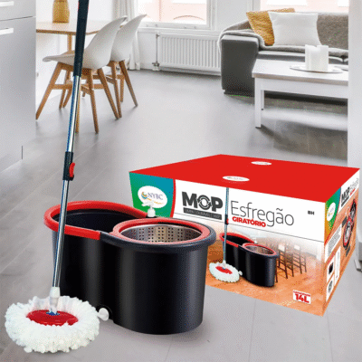 Mop Giratorio Com Cesto Em Inox C/2 Refil E Para Sabao -nybc