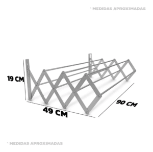 Varal De Parede Sanfonado 90cm Alumínio - Imagem 3