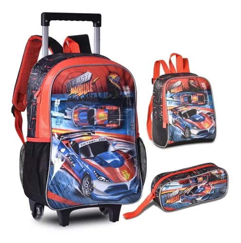 e987a2cdcc1703744d76eff27d2e8eca.png Kit Escolar Mochila Lancheira E Estojo Carros - Imagem 1