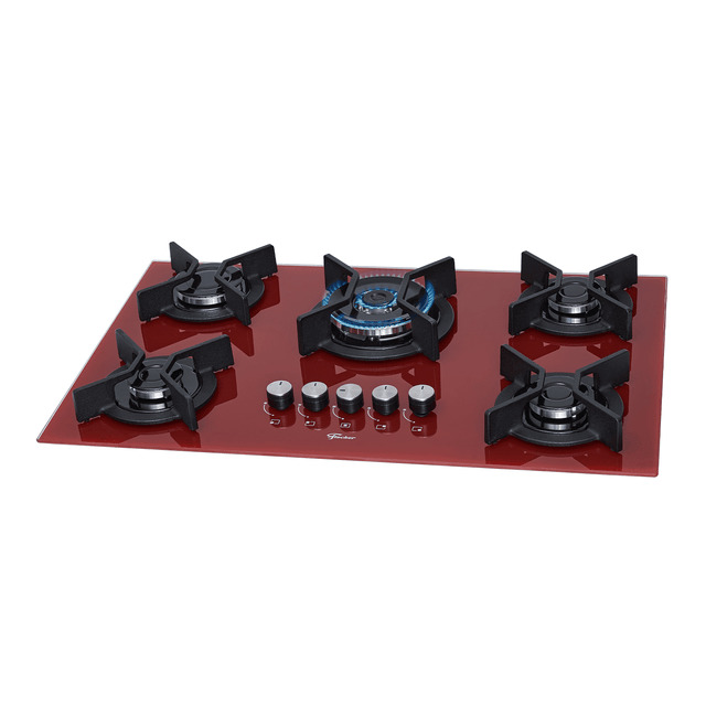 eaa2bd116396528d61ff64fbb8967ccf.jpg Cooktop a Gás Fischer 5 Bocas Tripla Chama Infinity com Trempe de ferro fundido Mesa Vidro Bivolt - Imagem 1