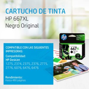 Cartucho HP 667XL Preto Original (3YM81AL) - Imagem 3