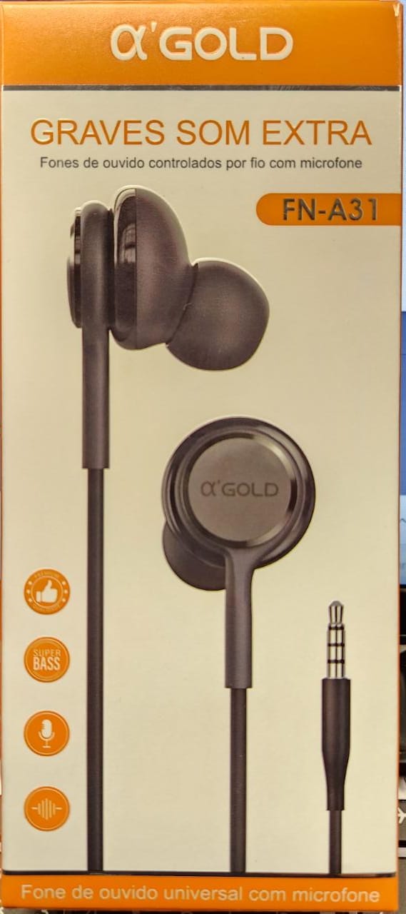 ed729dbf315033ea801e53cf77b737c8.jpeg Fone De Ouvido Com Microfone FN-A31 Intra-auricular A' Gold P2 - Imagem 1