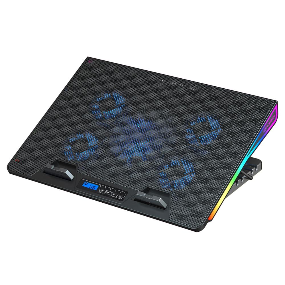 f090de72ba6d00fd78c12a0f87f26f9b.jpg Base Gamer para Notebook C3Tech RGB 17.3 5x Fan, Display Digital, Preto NBC-510BK - Imagem 1