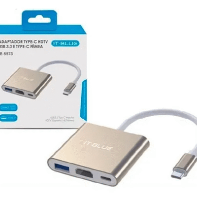 Adaptador Hdmi 4k Tipo C Usb 3.0 Conversor 3 Em 1 It Blue LE-5573