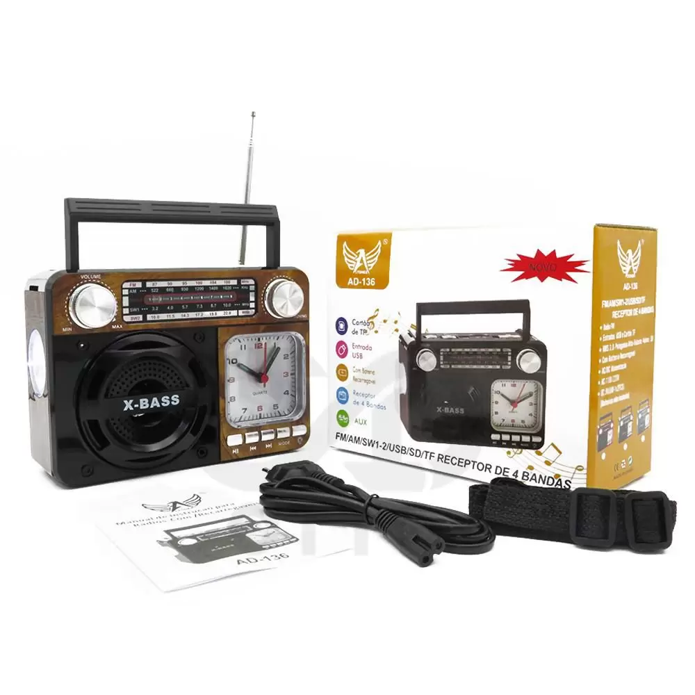 f1a6fc2f6a4292b0eb0a4b62fa33a871.png Rádio Vintage Retrô Bluetooth Usb Am/fm Altomex AD-136 - Imagem 1