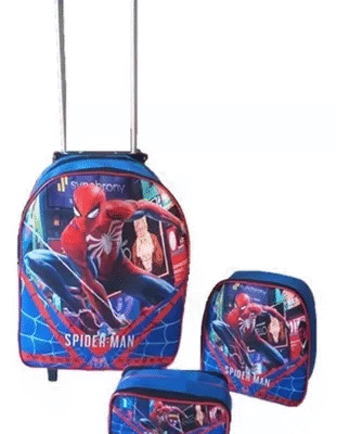 Kit Escolar Mochila Carrinho Infantil - Homem Aranha