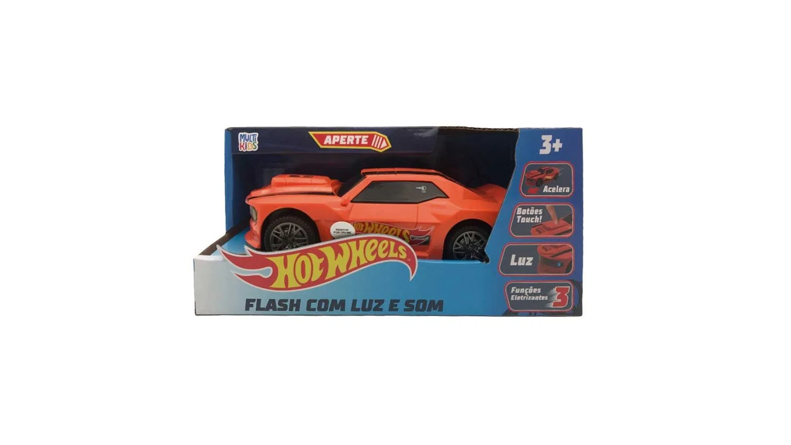 f3c8608b2c4a9c13f818df18d5540fc2.png Hot Wheels Carro Flash Laranja com Luz e Som Multikids BR1824 - Imagem 1