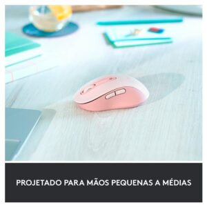 Mouse Sem Fio Logitech Signature M650, 2000 DPI, Rose, Compacto, 5 Botões, Silencioso, Bluetooth, USB - Imagem 2
