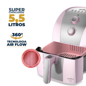 Air Fryer Rosa Britânia 5,5L Sem Óleo 1500W BAFE53 - Imagem 5