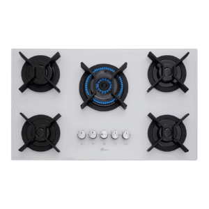 Cooktop a Gás Fischer 5 Bocas, Branco, Tripla Chama Infinity com Trempe de ferro fundido Mesa Vidro Bivolt - Imagem 2
