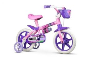 Bicicleta Infantil Nathor Aro 12 Menina Cat com Rodinhas Laterais