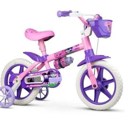 Bicicleta Infantil Nathor Aro 12 Menina Cat com Rodinhas Laterais